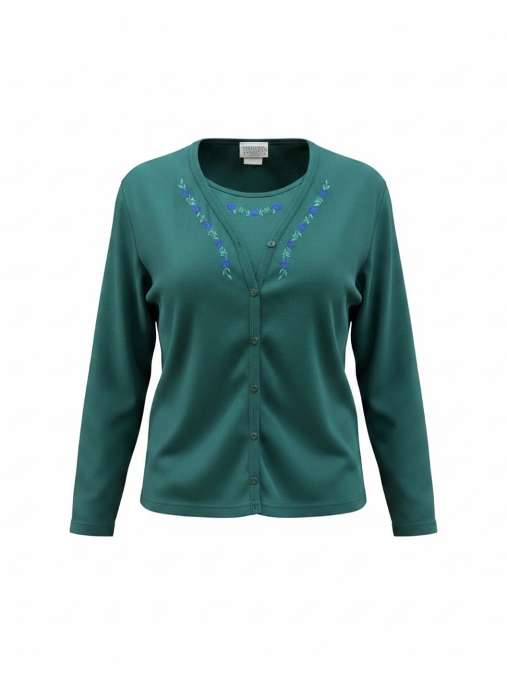 northern Traditions Floral Embroidered Green Cardigan with matching Shirt